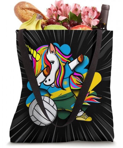 Dabbing Unicorn Rwanda Volleyball Fans Jersey Rwandan Flag Tote Bag $13.94 Totes