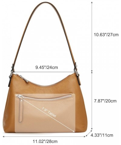 Small Leather Purses for Women Shoulder Hobo Bags and Handbags with Outside Pocket Brown $29.90 Hobo Bags