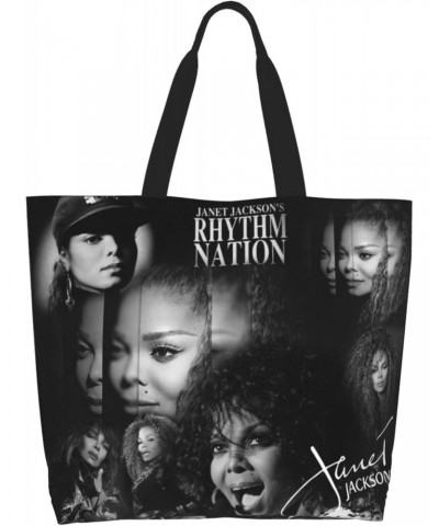 Janet Musics Jackson Women's Tote Bag Large Capacity Shoulder Bags Casual Handbags Shopping Grocery Bag Work Bag $12.59 Totes