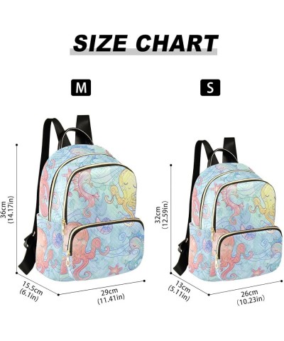 Seahorse Octopus Starfish Fashion Travel Backpack for Women Multi Pockets Lightweight Purse for Women-M Multicolor Small $20....