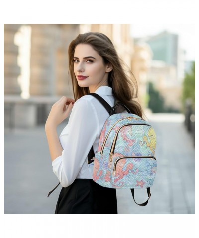 Seahorse Octopus Starfish Fashion Travel Backpack for Women Multi Pockets Lightweight Purse for Women-M Multicolor Small $20....