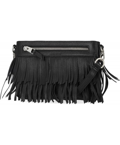 Leather Crossbody Purse Shoulder Bag Black (Fringe) $78.24 Crossbody Bags