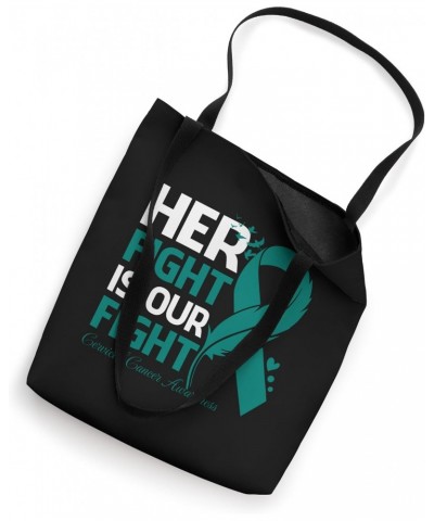 Her Fight Is Our Fight Teal Ribbon Cervical Cancer Awareness Tote Bag $10.70 Totes