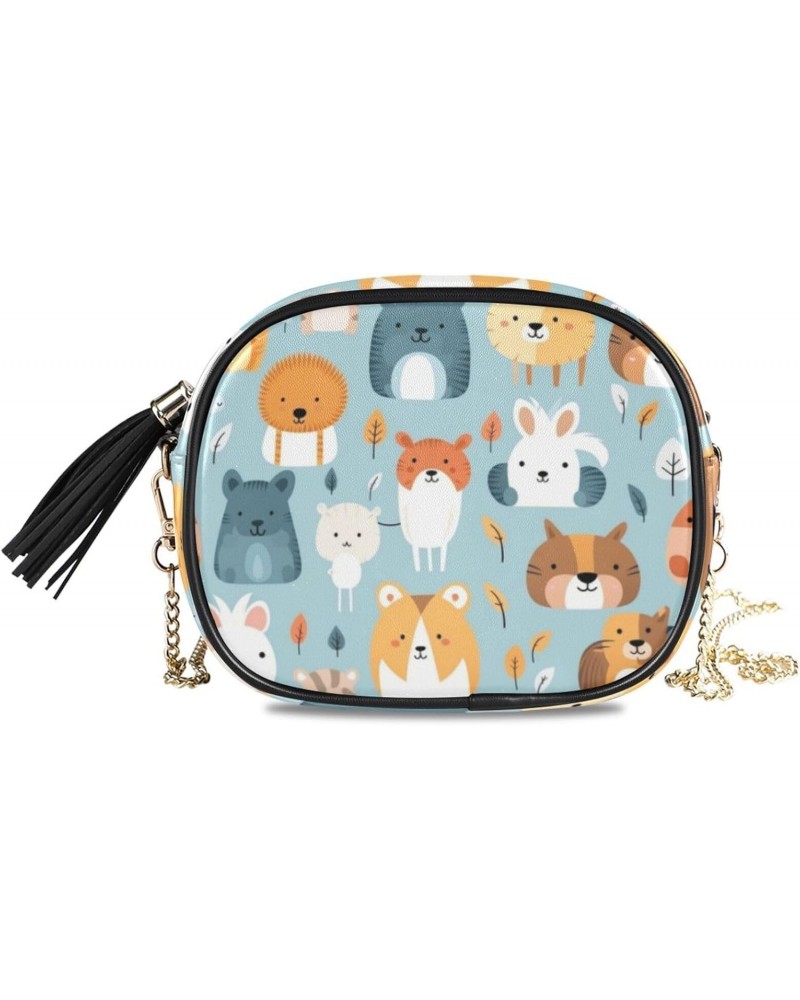 Crossbody Purse Small Crossbody Bags Shoulder Handbags Rabbit Cat Lion for Women $11.25 Shoulder Bags