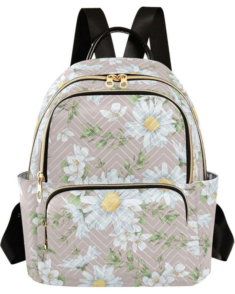 Chamomile Daisy Flowers Floral Small Backpack Purse for Women Travel Bag Fashion Daypack Back Pack Shoulder Bag Multicolor Sm...