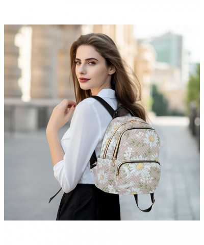 Chamomile Daisy Flowers Floral Small Backpack Purse for Women Travel Bag Fashion Daypack Back Pack Shoulder Bag Multicolor Sm...