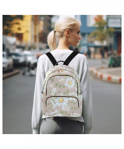 Chamomile Daisy Flowers Floral Small Backpack Purse for Women Travel Bag Fashion Daypack Back Pack Shoulder Bag Multicolor Sm...