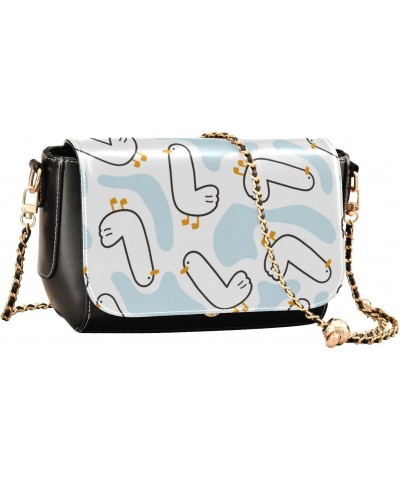 Funny Duck River Small Crossbody Bag for Women Small Black Purses with Adjustable Strap Black Purse $22.39 Crossbody Bags