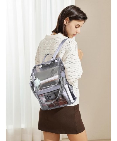 Womens Backpack Purse Fashion Leather Large Travel Bag Ladies Shoulder Bags Black 0-0 Clear Grey $29.25 Backpacks