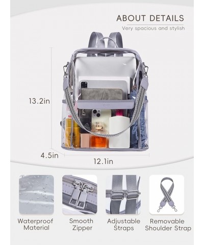 Womens Backpack Purse Fashion Leather Large Travel Bag Ladies Shoulder Bags Black 0-0 Clear Grey $29.25 Backpacks