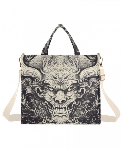 Corduroy Women Tote Bag - Devil Head, Handbag Purses with Detachable Strap $12.68 Crossbody Bags