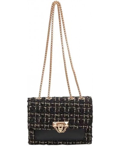 Women's Purse and Handbag Fashion Top Handle Tweed bead Pearl Satchel Shoulder Bag Chain Crossbody Clutch Evening Bag Black-1...