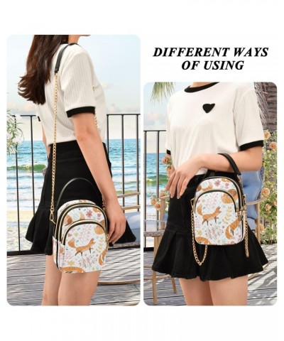 Cute Foxes Flowers Crossbody Bag for Women Cell Phone Purse Wallet with Removable Chain Shoulder Handbag for Travel Passport ...