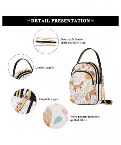 Cute Foxes Flowers Crossbody Bag for Women Cell Phone Purse Wallet with Removable Chain Shoulder Handbag for Travel Passport ...