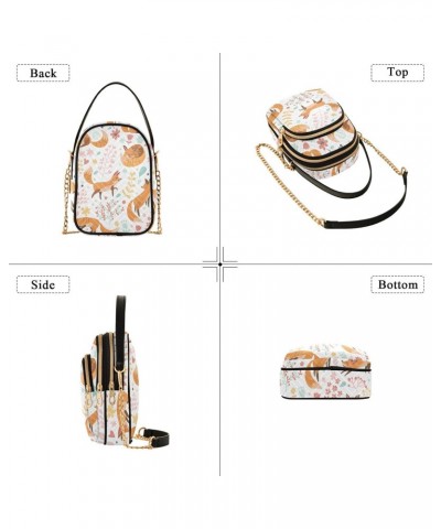 Cute Foxes Flowers Crossbody Bag for Women Cell Phone Purse Wallet with Removable Chain Shoulder Handbag for Travel Passport ...