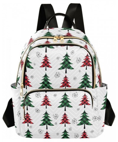 Buffalo Plaid Christmas Tree Backpack Purse for Women Fashion Small Mini Backpack Daypacks Purse with Double Zipper Weekend B...