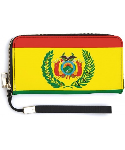 Bolivia Flag PU Leather Clutch Wallets Long Zip Purse Tote Handbag With Removable Wristlet For Women Girl's $25.86 Wristlets