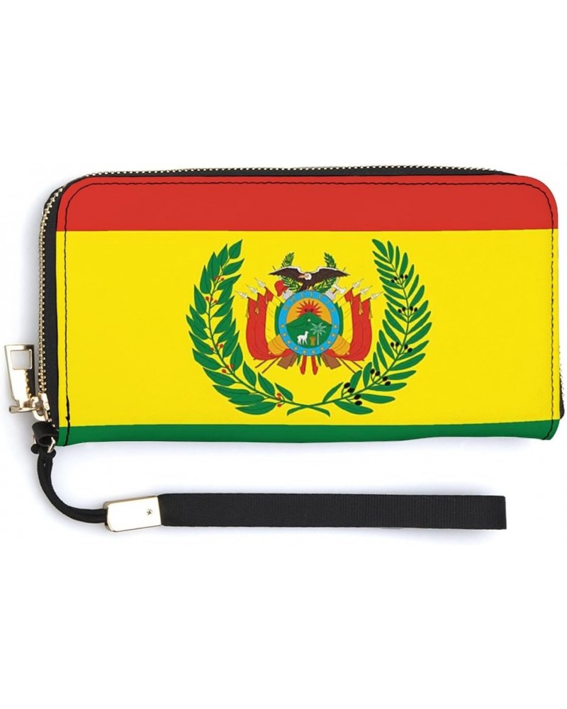 Bolivia Flag PU Leather Clutch Wallets Long Zip Purse Tote Handbag With Removable Wristlet For Women Girl's $25.86 Wristlets