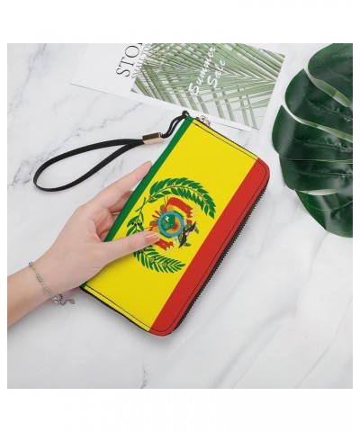 Bolivia Flag PU Leather Clutch Wallets Long Zip Purse Tote Handbag With Removable Wristlet For Women Girl's $25.86 Wristlets