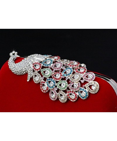 Women's Elegant Rhinestone Peacock Clasp Velvet Cocktail Evening Handbag Apricot $15.91 Evening Bags