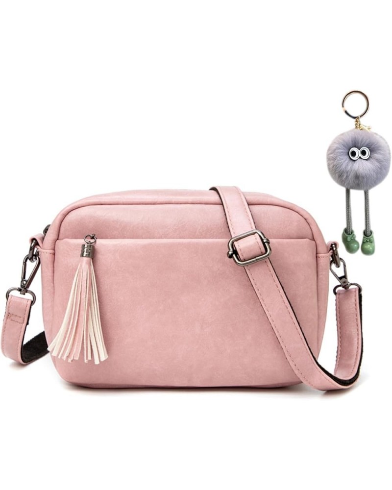 Small Crossbody Bag for Women Vegan Leather Purses Shoulder Bag Stylish Camera Bag with Tassel Handbag Satchel Pink $13.50 Sa...