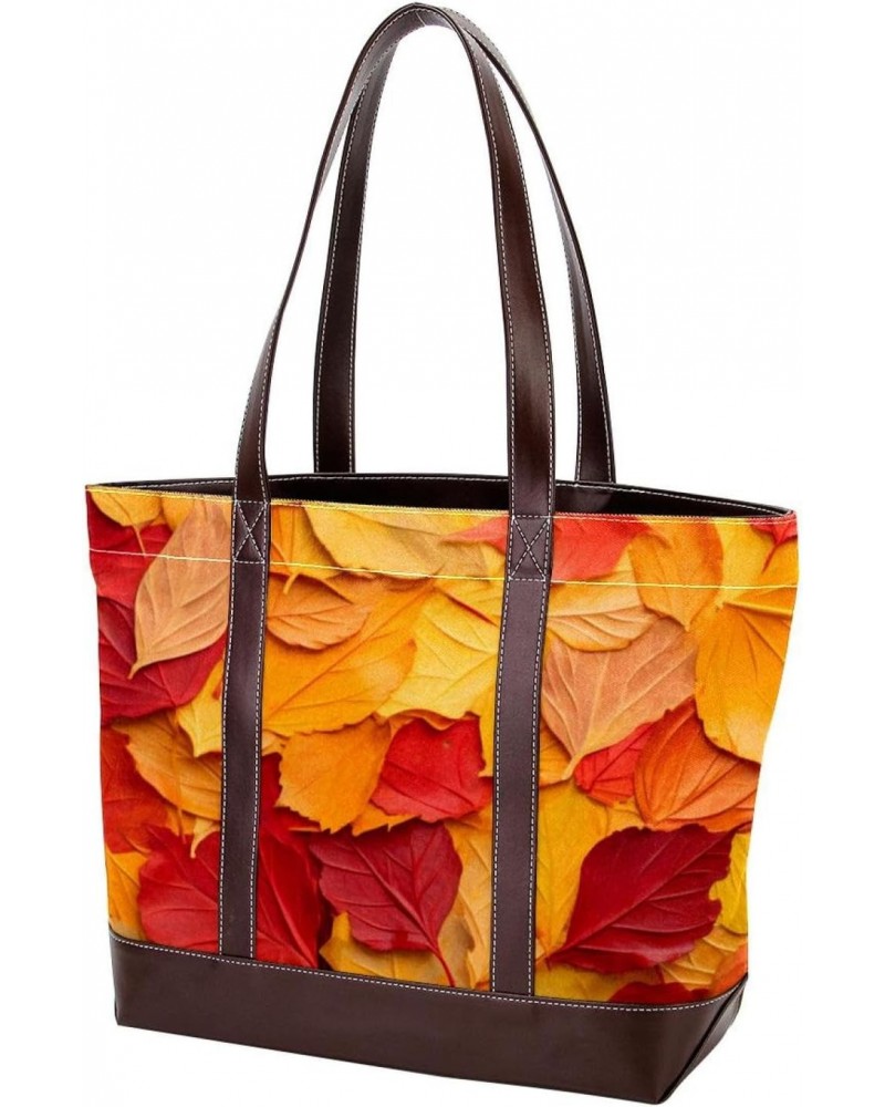 The Tote Bag For Women,Tote Bag With Zipper,Canvas Tote Bag,Autumn Yellow Nature Leaves Handbags $25.38 Totes