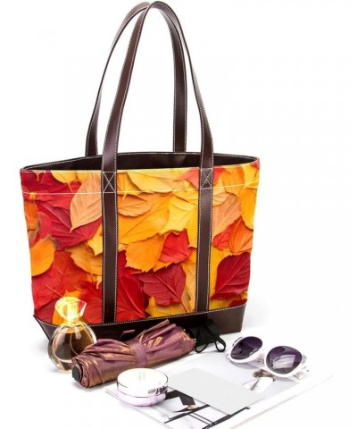 The Tote Bag For Women,Tote Bag With Zipper,Canvas Tote Bag,Autumn Yellow Nature Leaves Handbags $25.38 Totes