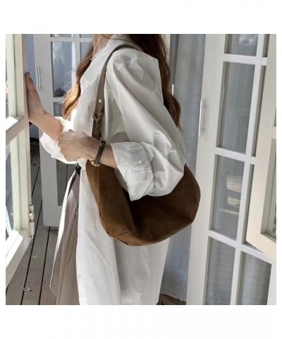 Women Casual Underarm Bag Large Capacity Lightweight Crossbody Bag Strap Adjustable Suede Tote Handbags Slouchy Shoppi Coffee...