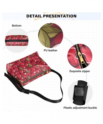 Cartoon Tiled Cherry Pattern Women Leather Handbags Hobo Leather Purse Women Shoulder Bag with Adjustable Shoulder Strap for ...