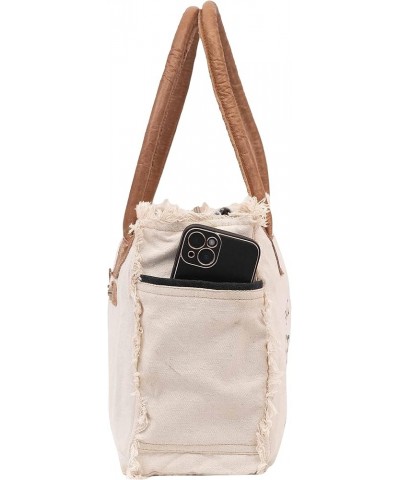 Shy Shy Bags Sel De Mer Upcycled Canvas Hand Bag Upcycled Canvas & Cowhide Tote Bag Radiant Upcycled Leather Bag White $13.34...