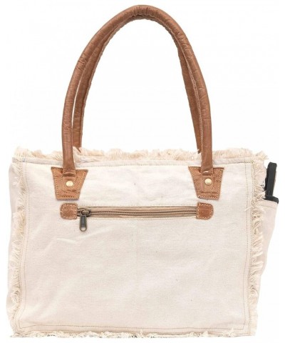 Shy Shy Bags Sel De Mer Upcycled Canvas Hand Bag Upcycled Canvas & Cowhide Tote Bag Radiant Upcycled Leather Bag White $13.34...