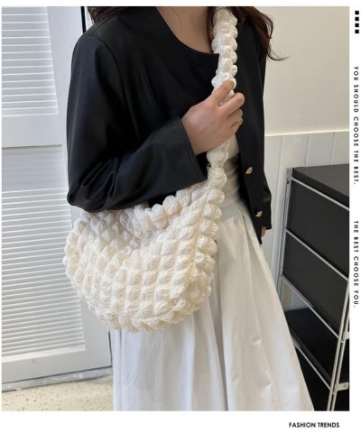 Women Tote Bag Hobo Shoulder Bag Crossbody Puffy Bag Padded Tote Lightweight Nylon Padding School Work Travel White $10.50 Sh...