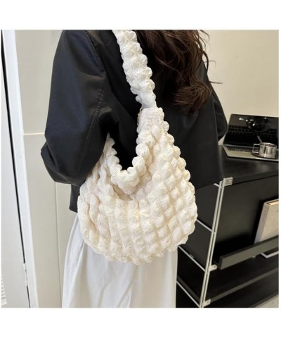 Women Tote Bag Hobo Shoulder Bag Crossbody Puffy Bag Padded Tote Lightweight Nylon Padding School Work Travel White $10.50 Sh...