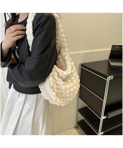 Women Tote Bag Hobo Shoulder Bag Crossbody Puffy Bag Padded Tote Lightweight Nylon Padding School Work Travel White $10.50 Sh...