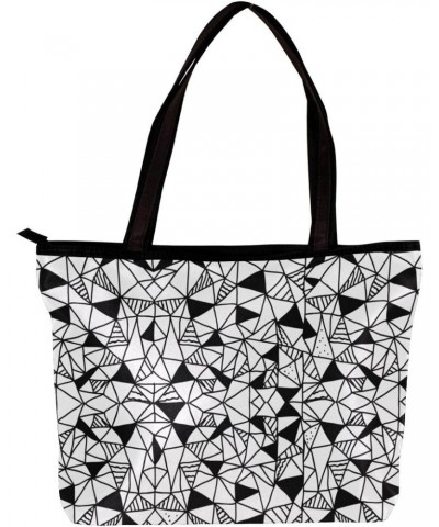 Handbag Abstract Triangles Black White Pattern Size: 11.8x4.1x15.4 inches storage bag Handbag $15.59 Handbags