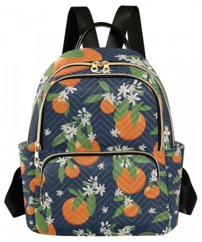 Women Backpack Orange Fruit Flower Anti-Theft Travel Backpack with Luggage Belt Lightweight Handbag Lady Purse Roomy Double Z...