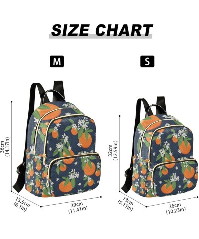 Women Backpack Orange Fruit Flower Anti-Theft Travel Backpack with Luggage Belt Lightweight Handbag Lady Purse Roomy Double Z...