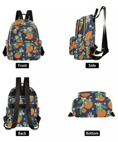 Women Backpack Orange Fruit Flower Anti-Theft Travel Backpack with Luggage Belt Lightweight Handbag Lady Purse Roomy Double Z...