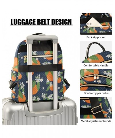 Women Backpack Orange Fruit Flower Anti-Theft Travel Backpack with Luggage Belt Lightweight Handbag Lady Purse Roomy Double Z...