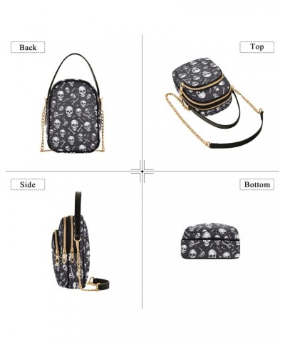 Black and White Skull Small Crossbody Bags for Women Cell Phone Shoulder Purse Handbags Wallet 21214825 $12.60 Crossbody Bags