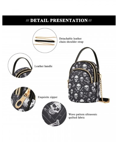 Black and White Skull Small Crossbody Bags for Women Cell Phone Shoulder Purse Handbags Wallet 21214825 $12.60 Crossbody Bags