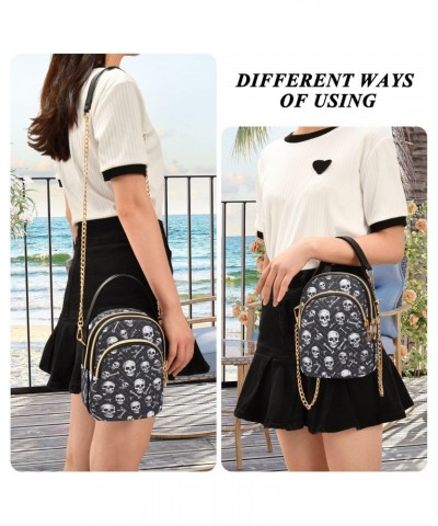 Black and White Skull Small Crossbody Bags for Women Cell Phone Shoulder Purse Handbags Wallet 21214825 $12.60 Crossbody Bags