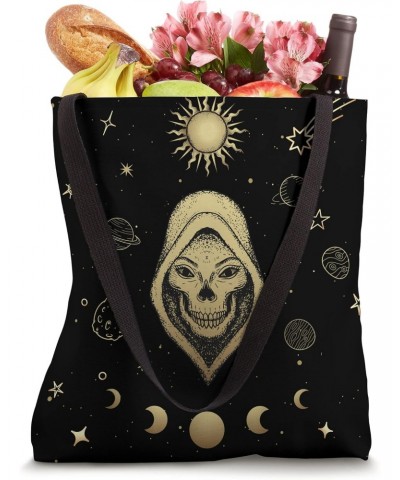 Celestial Dark Academia - Aesthetic Women Skull Moon Phases Tote Bag $11.58 Totes