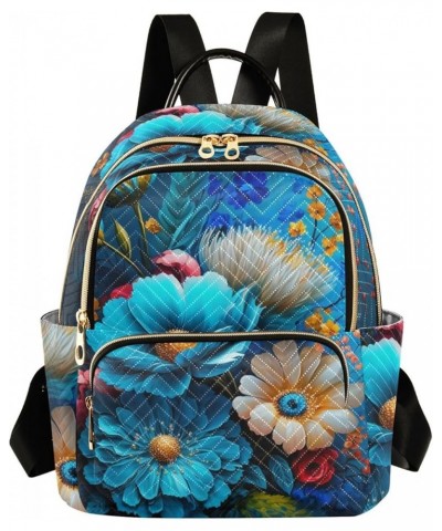 Small Fashion Backpack for Women Blue Elegant Flower Print Ladies Travel Daypack Aesthetic Shoulder Bag 10.2×5.1×12.5 IN $12....