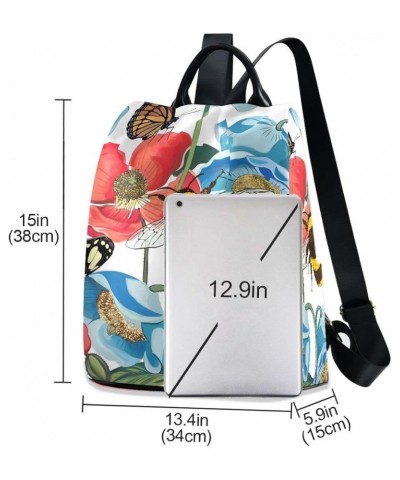 Cute Penguins Backpack Purse for Women Anti-theft Handbag Travel Backpack Flowers Bee $25.19 Backpacks