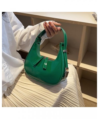 Women's Crescent Shoulder Bags, Retro Y2k Hobo Handbags with Zipper, Trendy Small Leather Shoulder Bag Purse for Woman Green ...