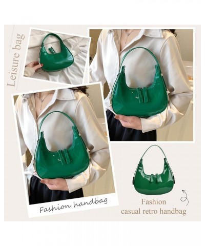 Women's Crescent Shoulder Bags, Retro Y2k Hobo Handbags with Zipper, Trendy Small Leather Shoulder Bag Purse for Woman Green ...