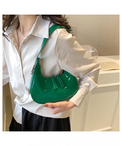 Women's Crescent Shoulder Bags, Retro Y2k Hobo Handbags with Zipper, Trendy Small Leather Shoulder Bag Purse for Woman Green ...