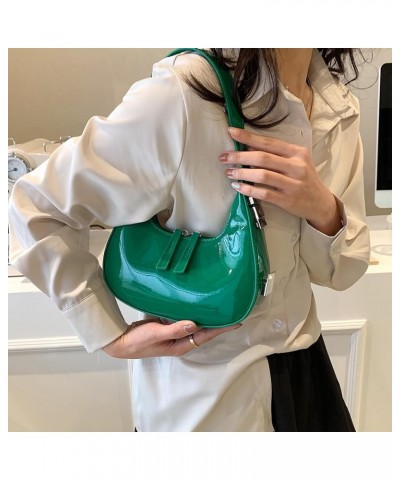 Women's Crescent Shoulder Bags, Retro Y2k Hobo Handbags with Zipper, Trendy Small Leather Shoulder Bag Purse for Woman Green ...