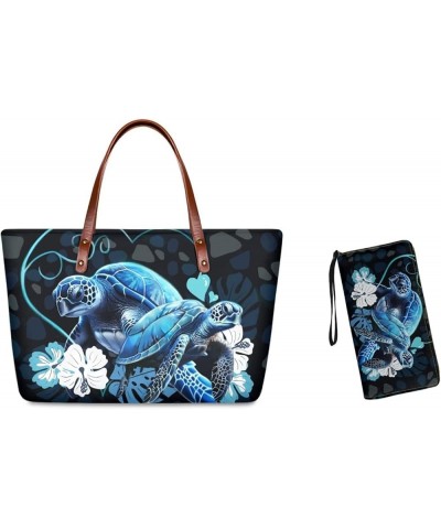 Handbags for Women Large Capacity Crossbody Totes with Wallet Clutch 2pcs Set Turtle $19.35 Satchels